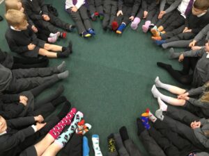 Celebrating difference as part of Anti-Bullying week. Do you know why we were all wearing odd socks?