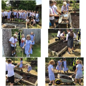 Working hard to create our science and discovery garden.